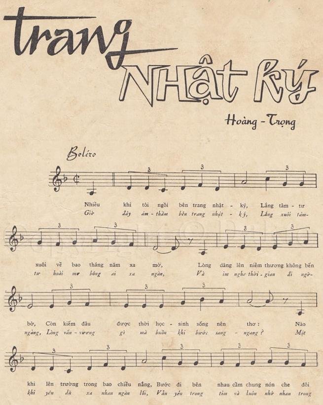 Sheet nhạc Trang Nhật Ký